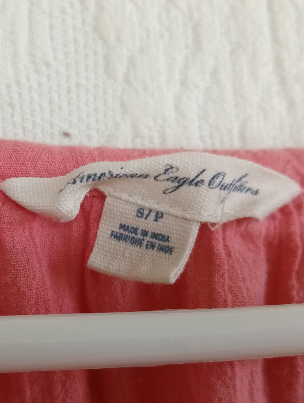 American Eagle Outfitters Coral Pink Embroidered Peasant Blouse Breezy Boho Y2k - Picture 10 of 12